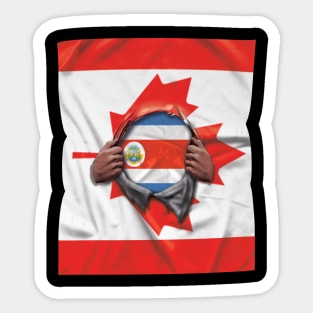 Costa Rica Flag Canadian Flag Ripped - Gift for Costa Rican From Costa Rica Sticker